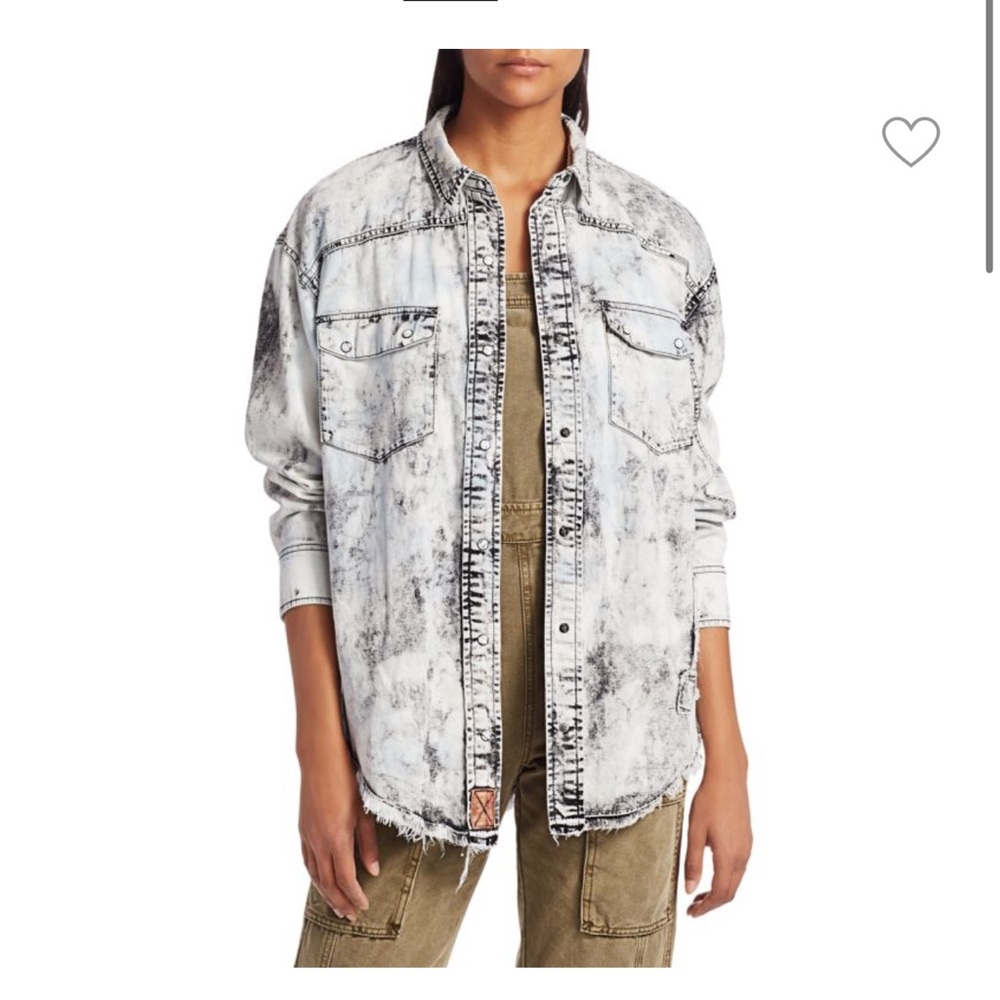 Free People We The Free Lovestruck acid wash oversized shirt